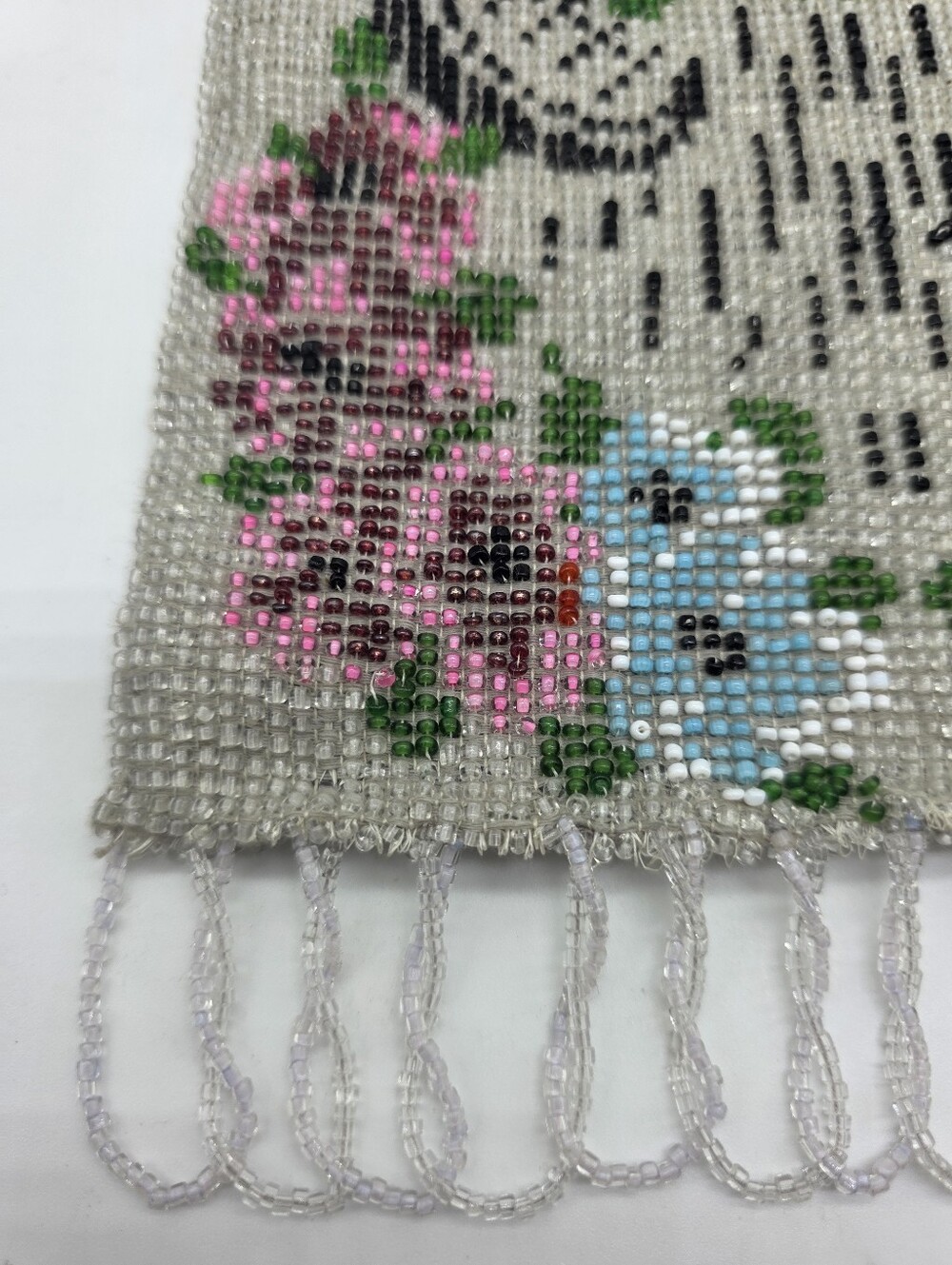 Antique Edwardian Micro Beaded Purse 1910s Floral Glass Seed Bead Evening Bag - Picture 4 of 16